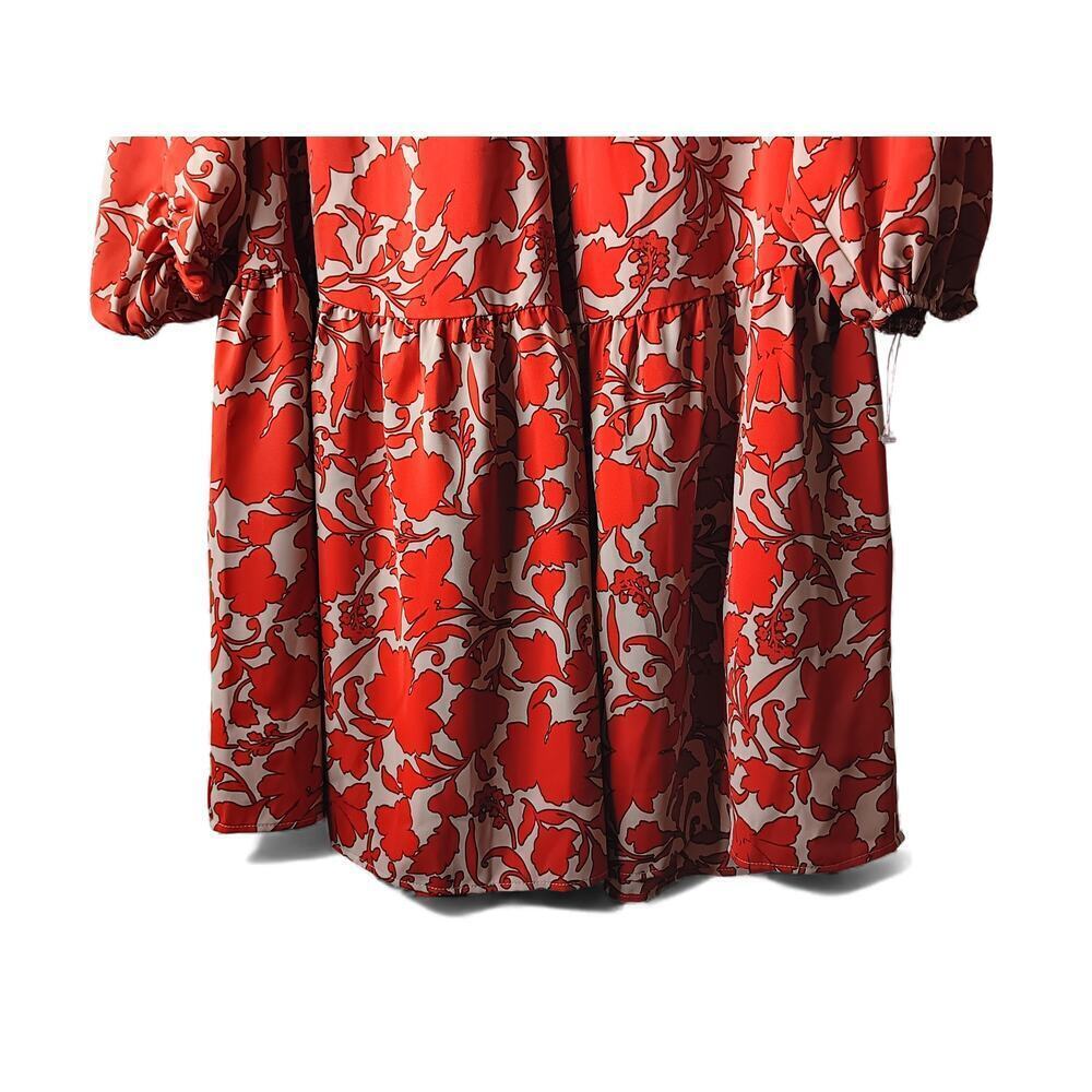 New Easel Oversized Red Floral Boho Dress Women’s Small Cottagecore - Picture 4 of 15